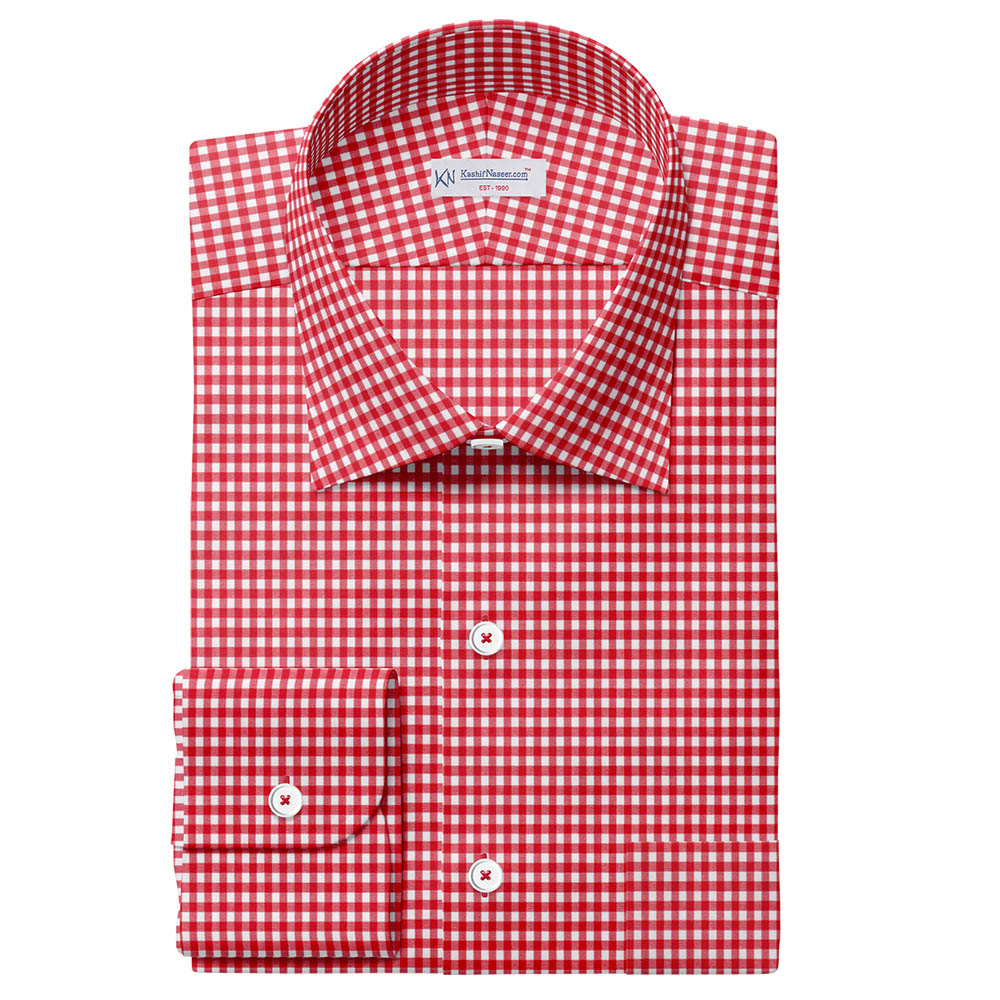 Check-Shirting-men's shirtingGingham Check Design-Plain Weave check-Red-White Color-Casual-Formal & Party Wear