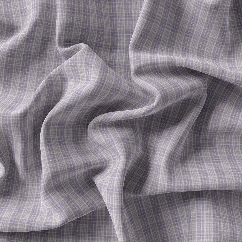 Grey & Purple Check Shirt Cloth 888-238 - Image 4