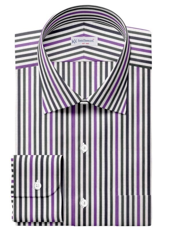 Grey & Purple Strips Shirt Cloth 999-129