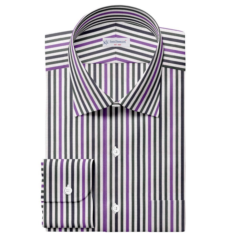 Grey & Purple Strips Shirt Cloth 999-129