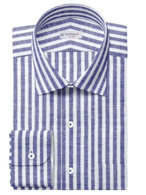 Blue & White Strips Irish Linen By PTONTO LINO 20631-43