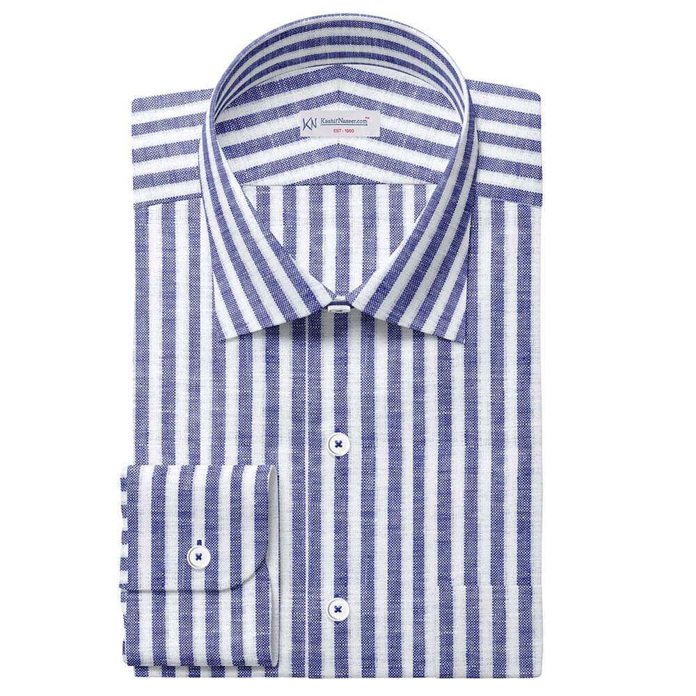 Blue & White Strips Irish Linen By PTONTO LINO 20631-43