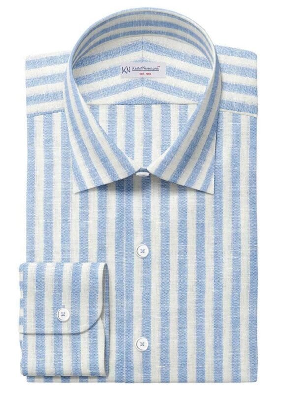 Sky & White Strips Irish Linen By PTONTO LINO 20631-46