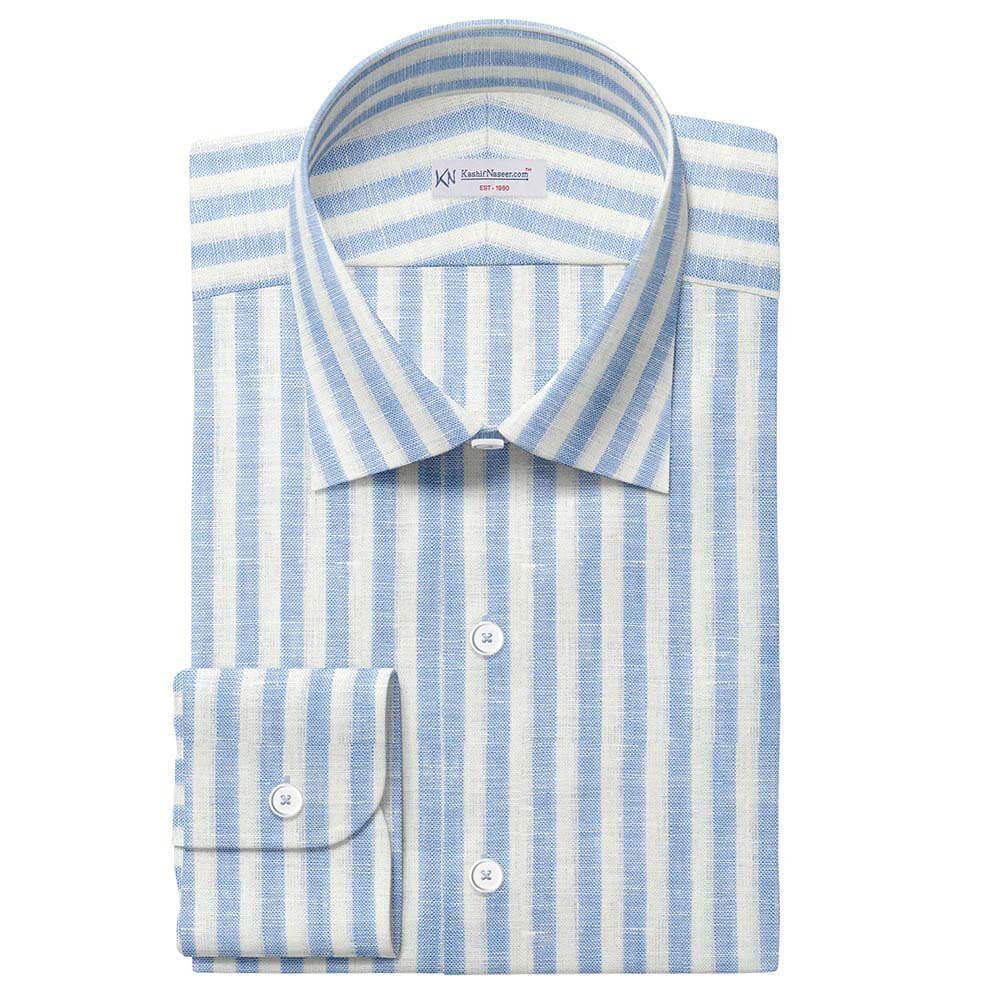 Sky & White Strips Irish Linen By PTONTO LINO 20631-46