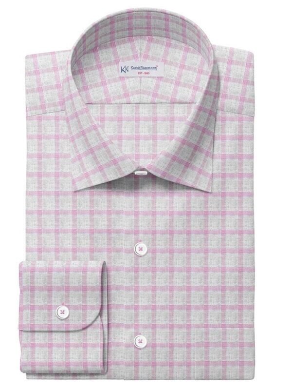 Purple Check Crispy Irish Linen By PTONTO LINO 20631-58