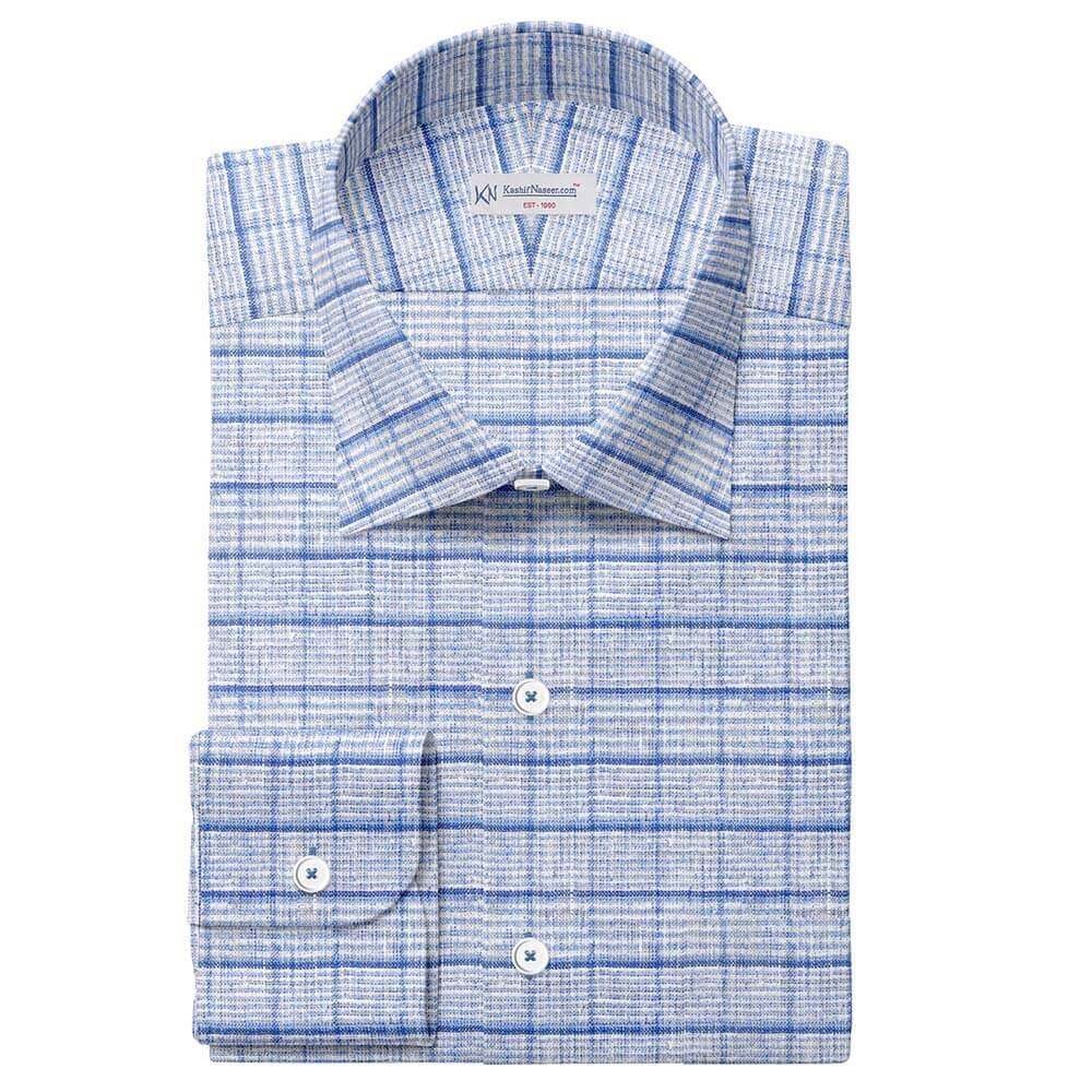 Sky Blue Check Irish Linen By PTONTO LINO 20631-69