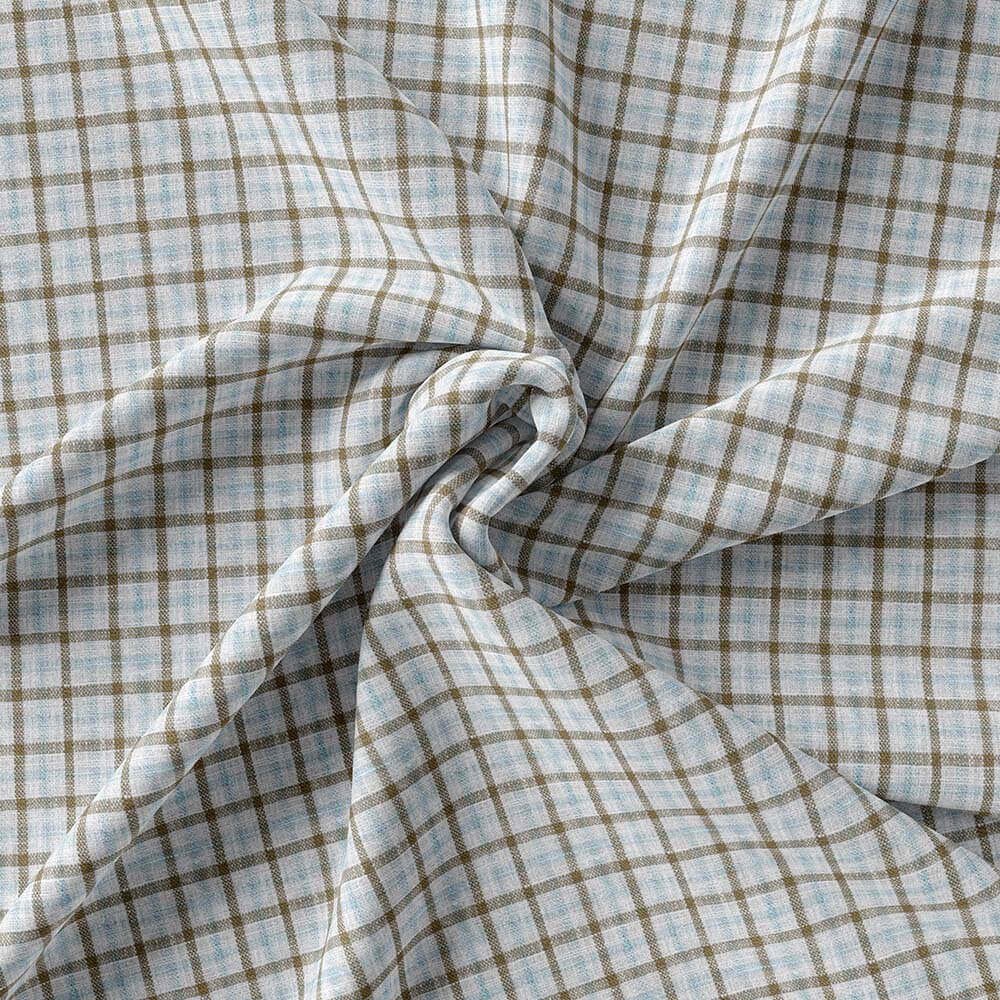 Brown Sky & White Check Irish Linen By PTONTO LINO 20631-71 - Image 5
