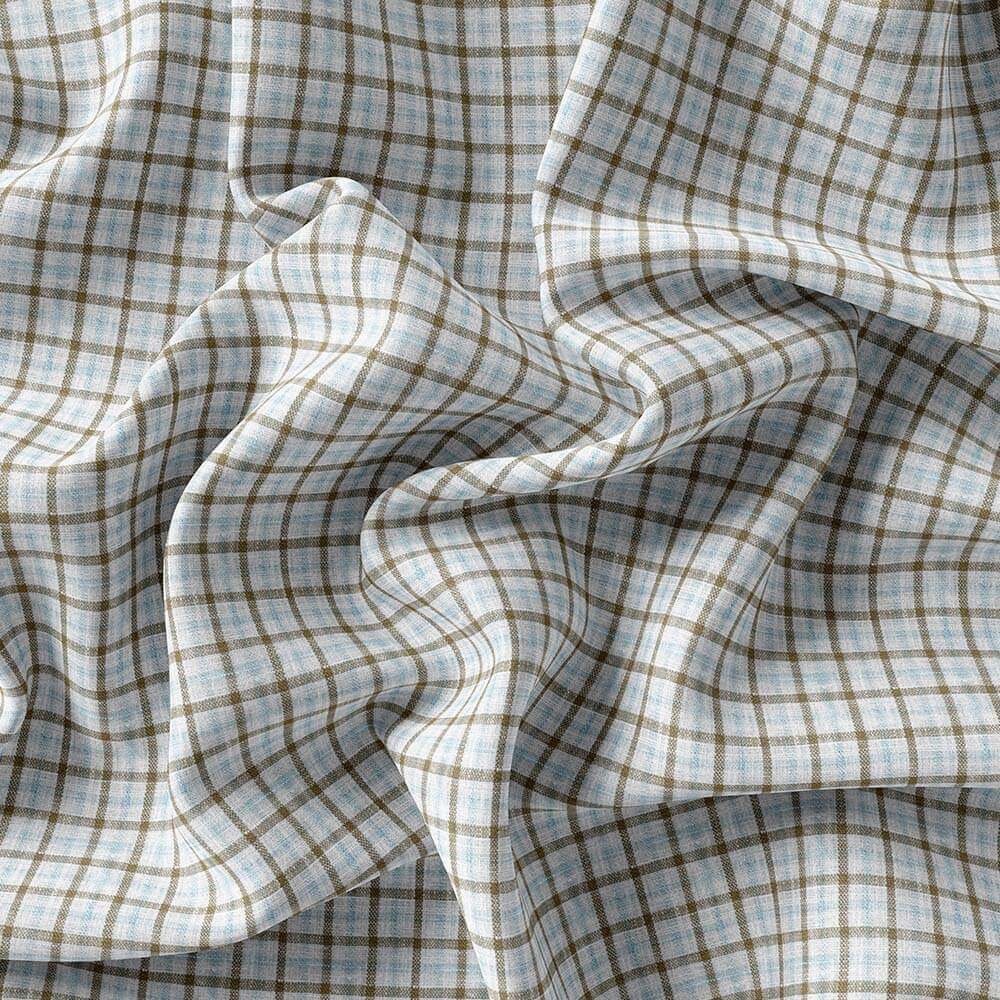 Brown Sky & White Check Irish Linen By PTONTO LINO 20631-71 - Image 4