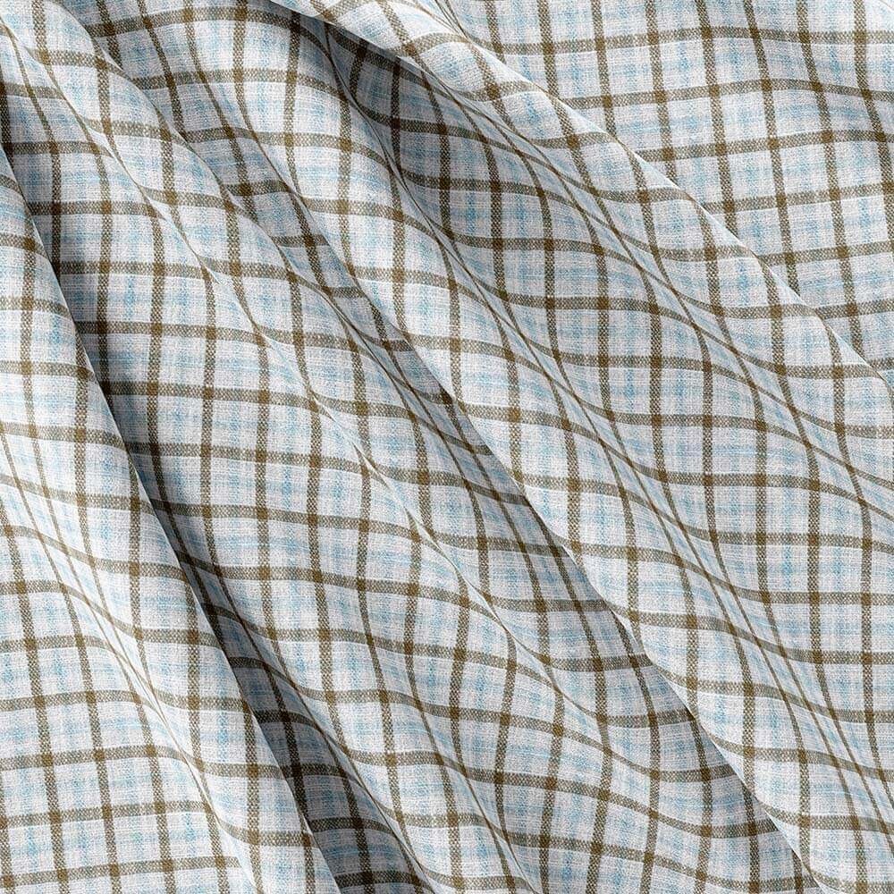 Brown Sky & White Check Irish Linen By PTONTO LINO 20631-71 - Image 3