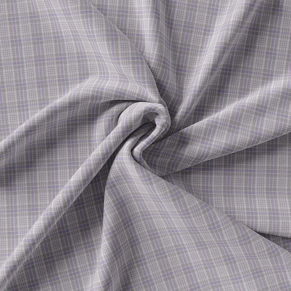 Grey & Purple Check Shirt Cloth 888-238 - Image 5
