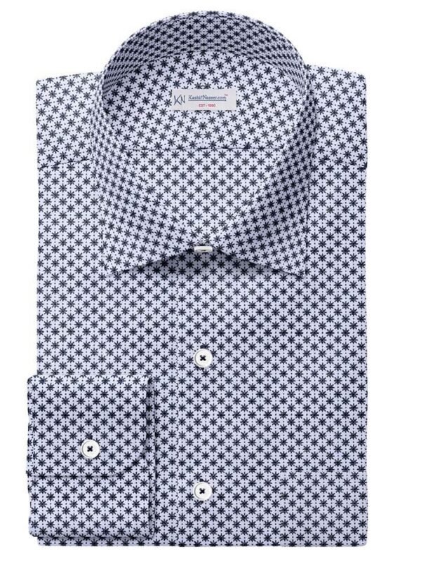 Blackish Blue & White Printed Shirt Fabric 333-100