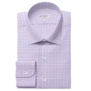 Pink Blue White Printed Shirt Fabric 333-146