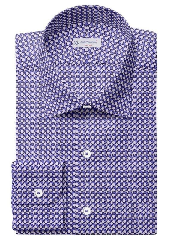 Sky Blue-Black-White Printed Shirt Fabric 333-164