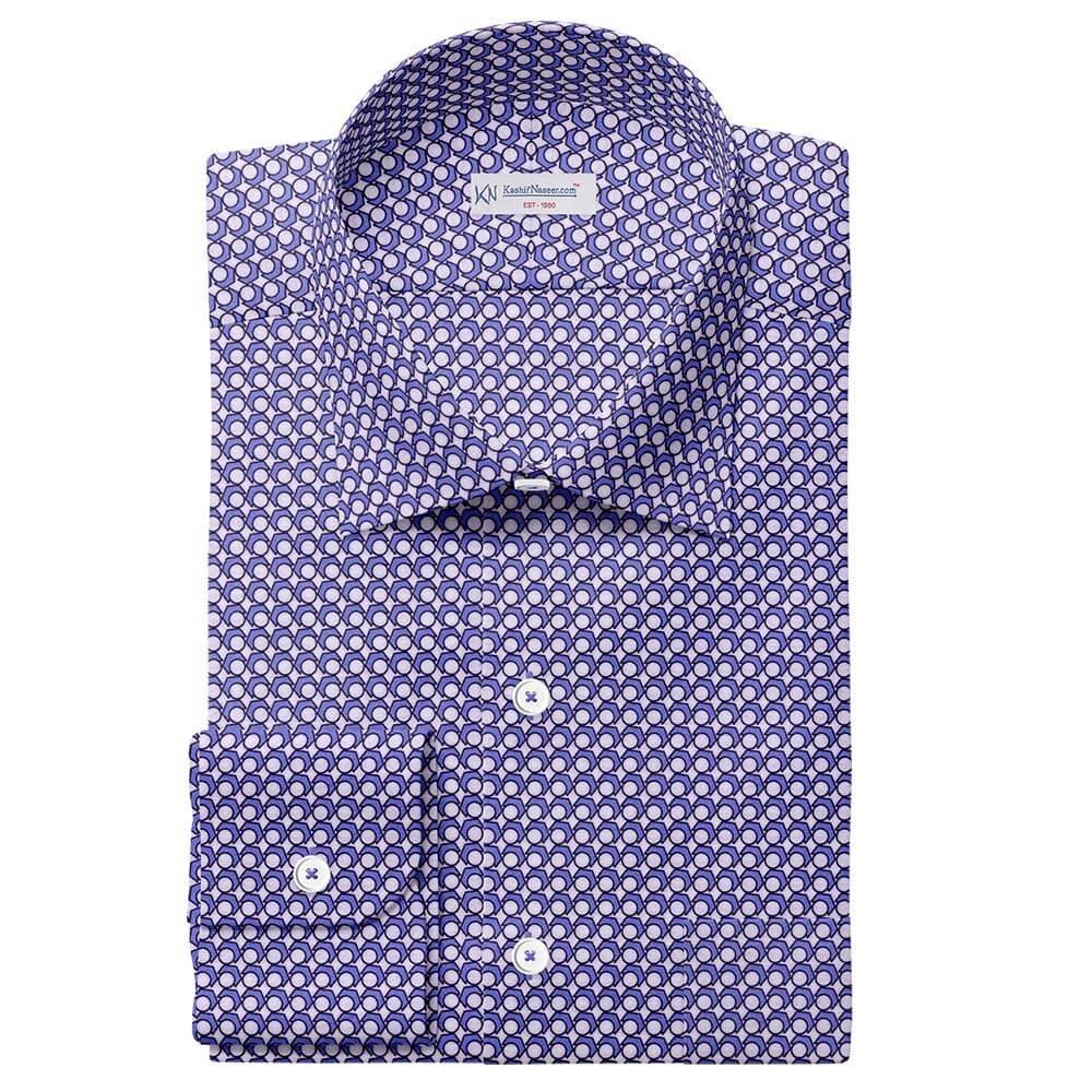 Sky Blue-Black-White Printed Shirt Fabric 333-164