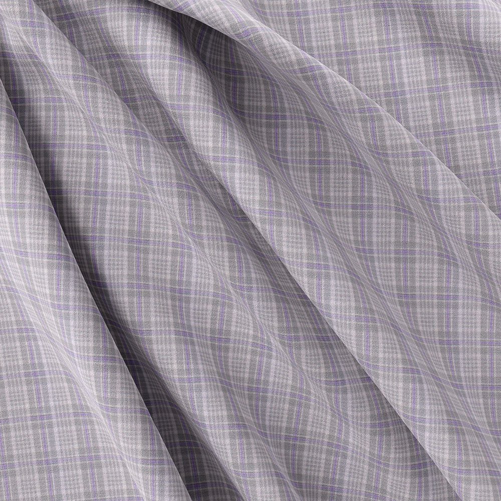 Grey & Purple Check Shirt Cloth 888-238 - Image 3
