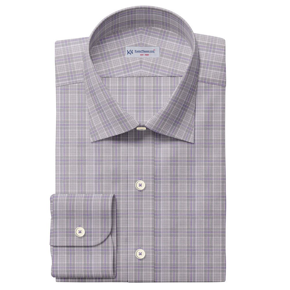 Grey & Purple Check Shirt Cloth 888-238