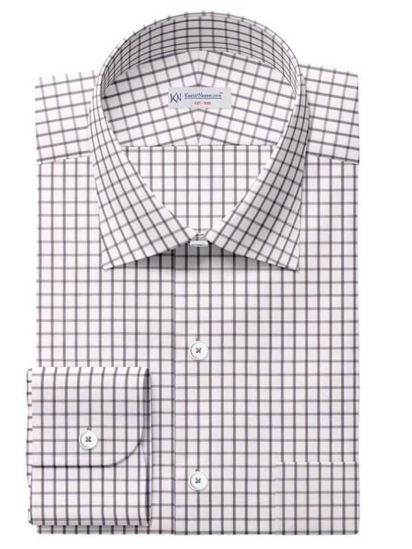 Grey & White Small Check Shirt Fabric 666-81