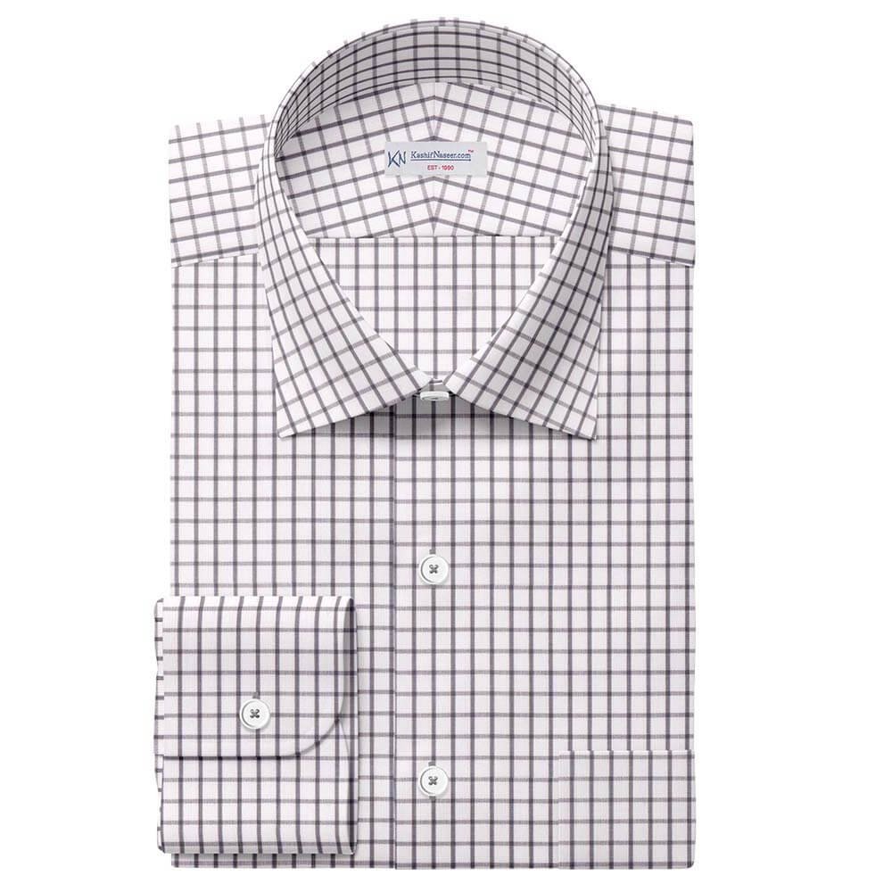 Grey & White Small Check Shirt Fabric 666-81