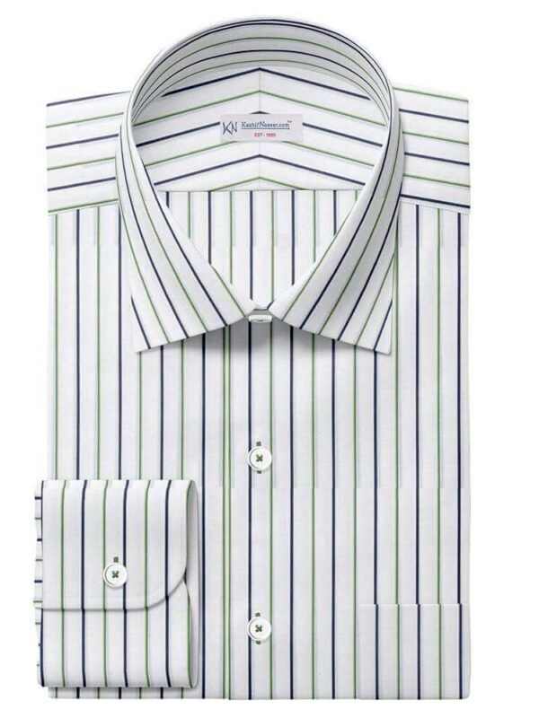 Green & Midnight 100% Cotton Blue Strips Shirt Fabric 704-161