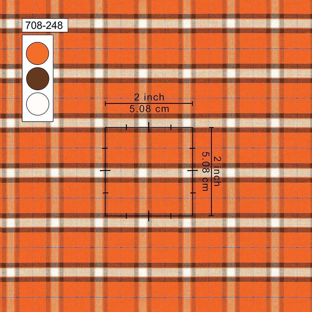 Orange Casual Check Shirt Fabrics 708-248 - Image 2