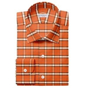 Orange Casual Check Shirt Fabrics 708-248
