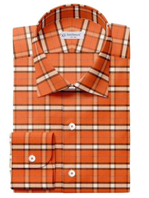 Orange Casual Check Shirt Fabrics 708-248