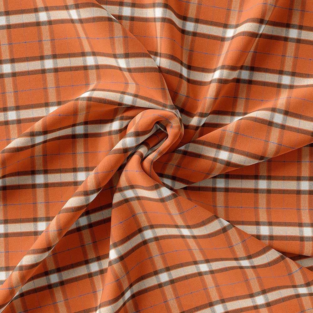 Orange Casual Check Shirt Fabrics 708-248 - Image 3