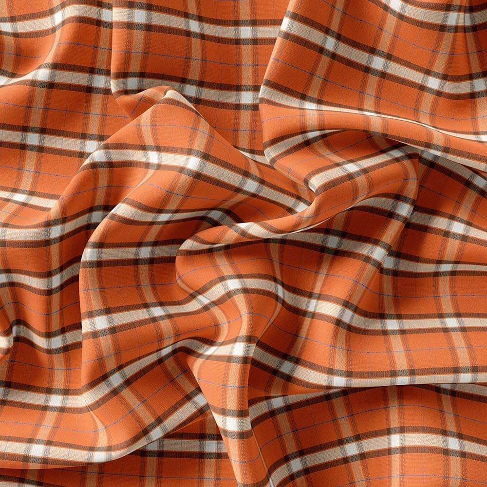 Orange Casual Check Shirt Fabrics 708-248 - Image 4