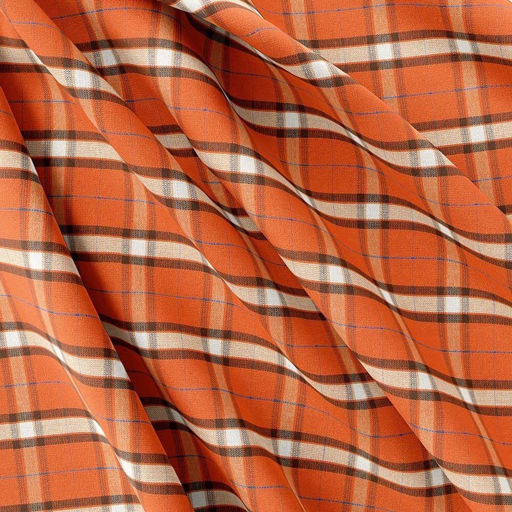Orange Casual Check Shirt Fabrics 708-248 - Image 5