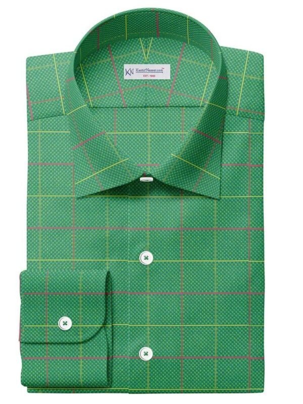 Green Embossed Fashion Check Shirt 708-307