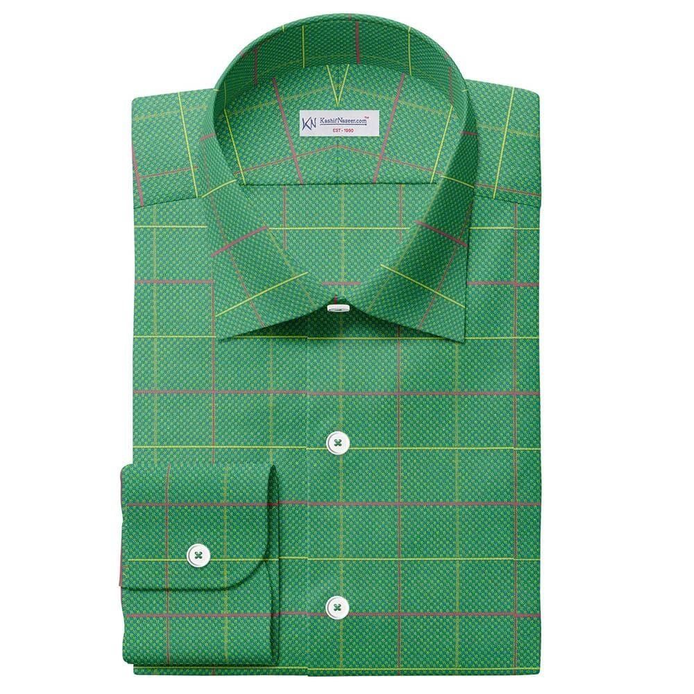 Green Embossed Fashion Check Shirt 708-307
