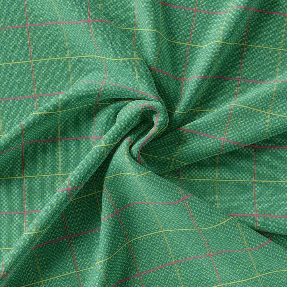Green Embossed Fashion Check Shirt 708-307 - Image 5