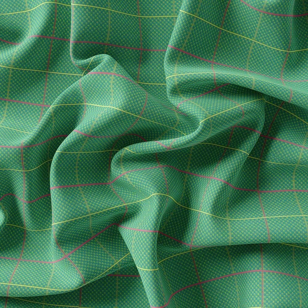 Green Embossed Fashion Check Shirt 708-307 - Image 4