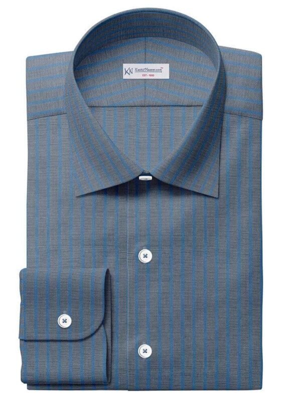 Silver & Blue Pima Cotton Shirt Fabrics 709-101