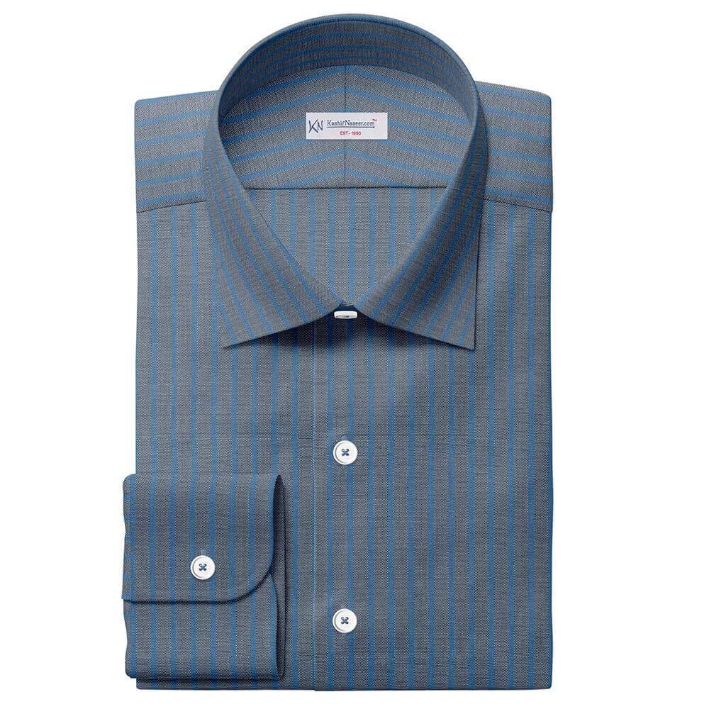 Silver & Blue Pima Cotton Shirt Fabrics 709-101