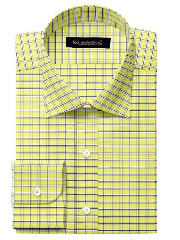 Yellow & Navy Blue Small Check Shirt 709-112