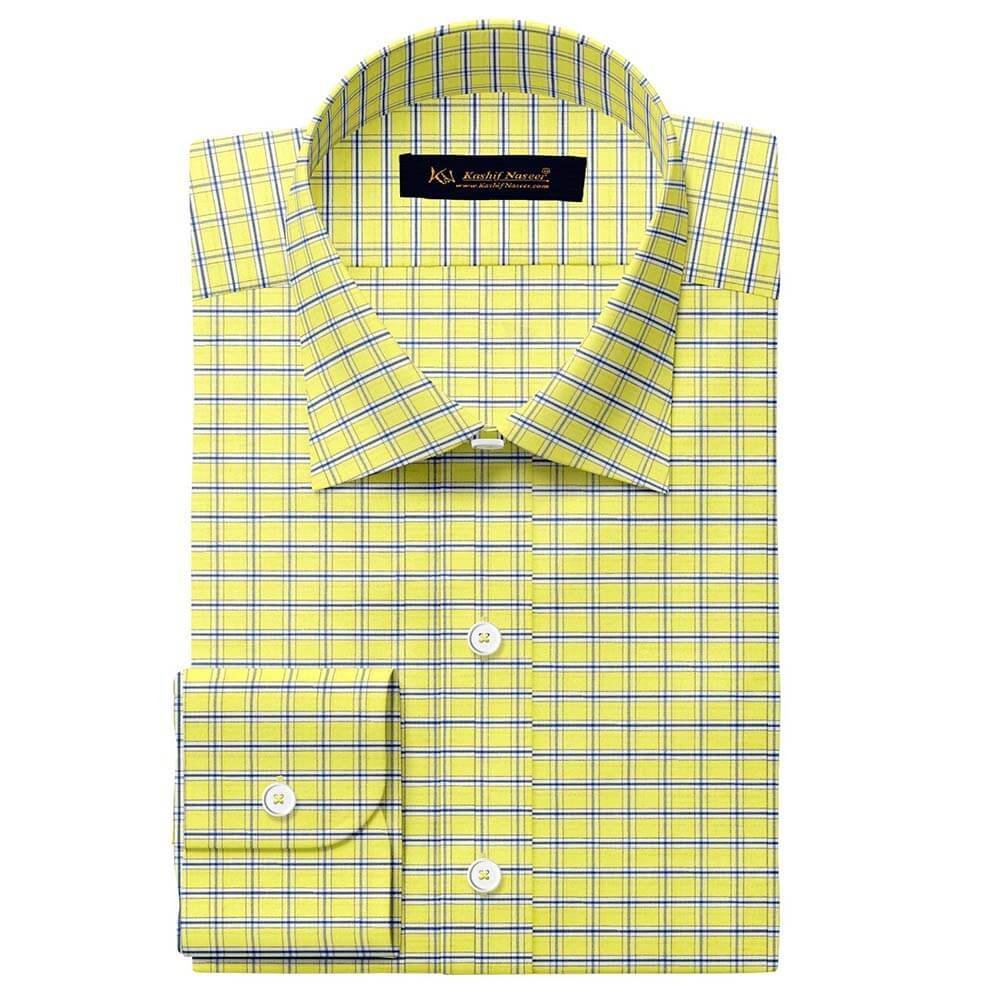 Yellow & Navy Blue Small Check Shirt 709-112