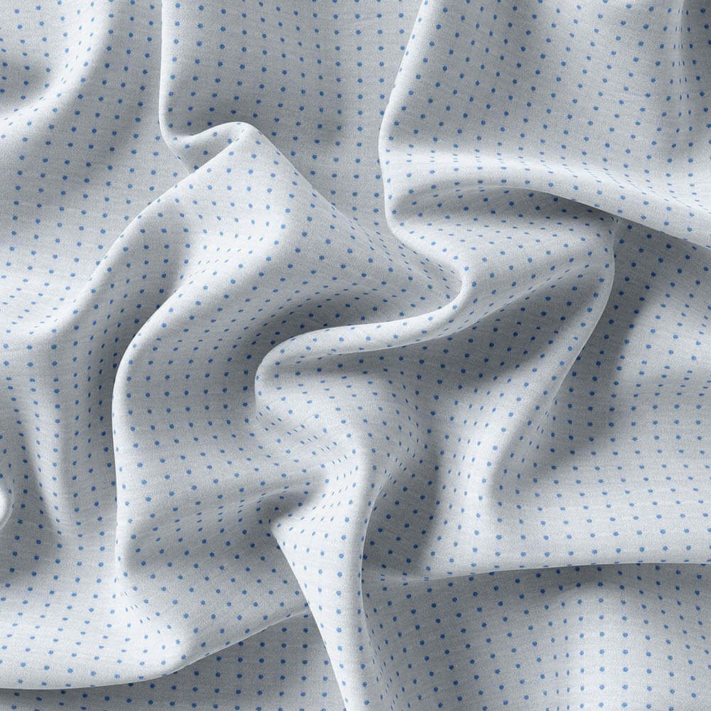 Blue Embroided Dots On Powder Sky Twill Shirt Fabric 709-198 - Image 3