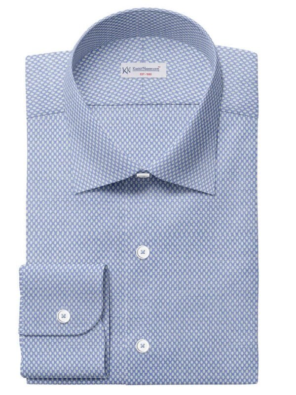 Sky & White Embroided Pima Cotton 100% Shirt Fabrics 709-201