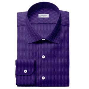 Embroided Purple Full Stop On Ink Blue Pima Cotton 100% Shirt Fabrics 709-216