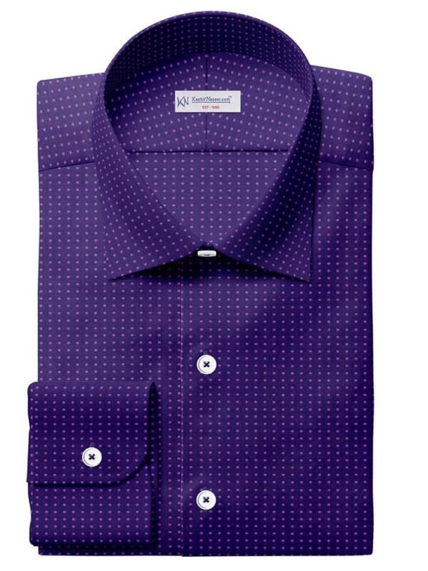 Embroided Purple Full Stop On Ink Blue Pima Cotton 100% Shirt Fabrics 709-216