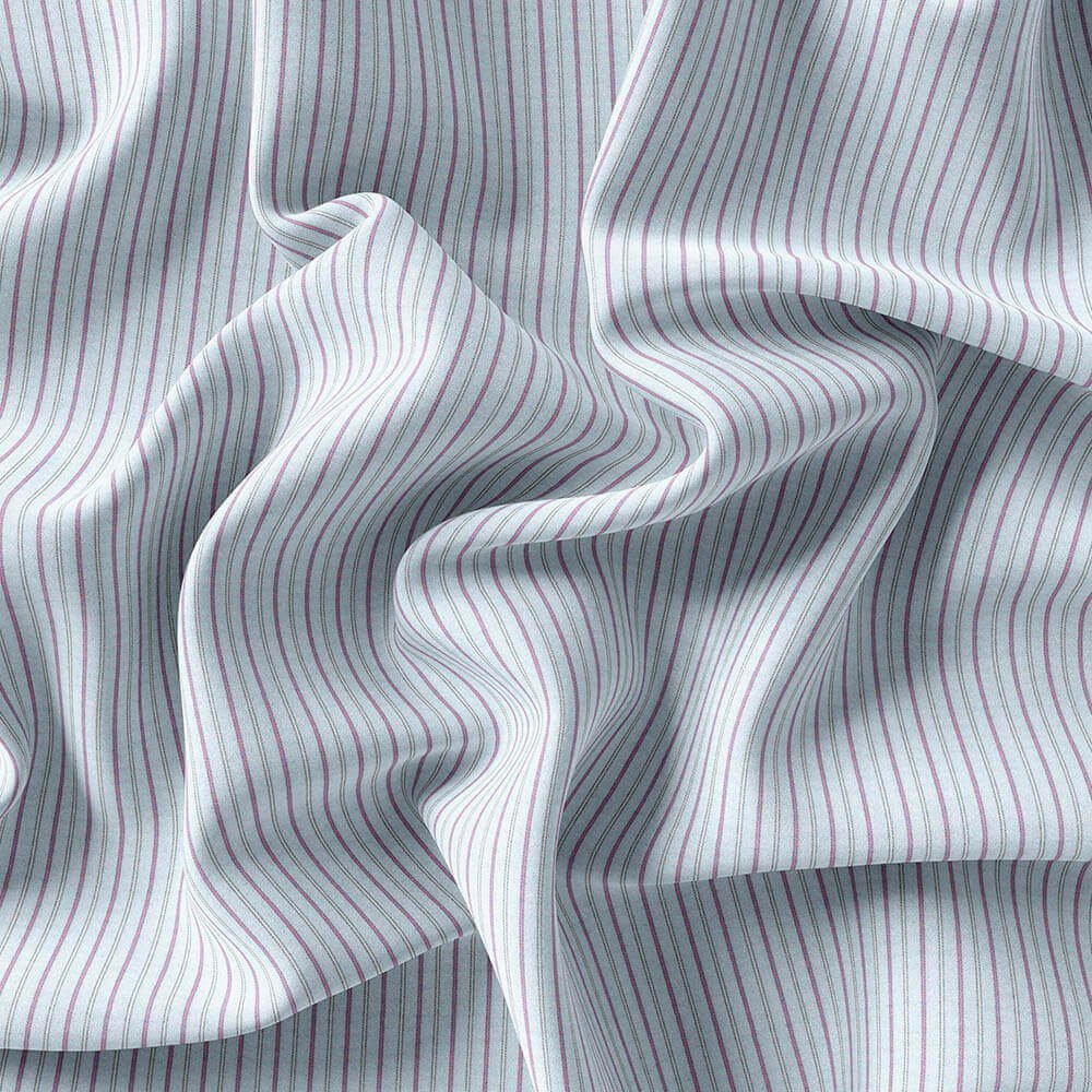 Purple & Off White Strips On Sky Shirt Fabrics 709-218 - Image 3