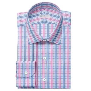 Sky, Pink & Blue Fashion Check Pima Cotton Shirt Fabrics 709-23AA