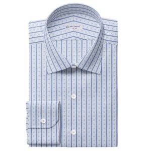 Navy Strips With Woven Self Design On Shiny Sky Pima Cotton 100% Shirt Fabrics 709-232