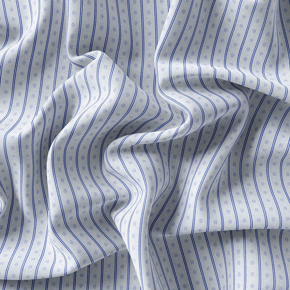 Navy Strips With Woven Self Design On Shiny Sky Pima Cotton 100% Shirt Fabrics - Image 3