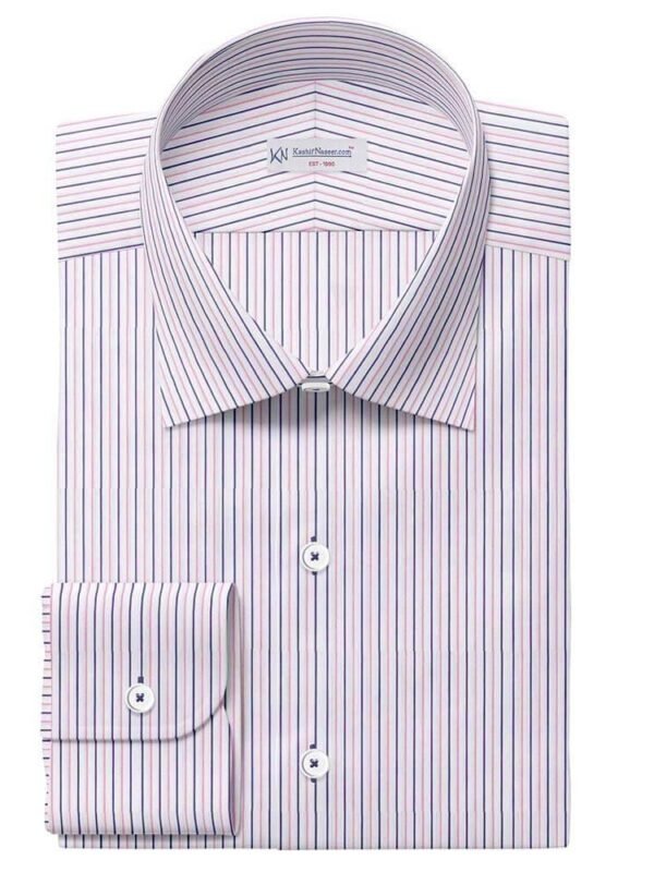 Blue & Pink Pin Strips Pima Cotton Shirt Fabrics 709-257