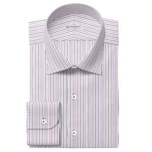 Purple, Blue & White Strips Pima Cotton Formal Shirt Fabrics 709-258