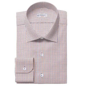 Navy Maroon & White Small Check Shirt Fabrics 709-278