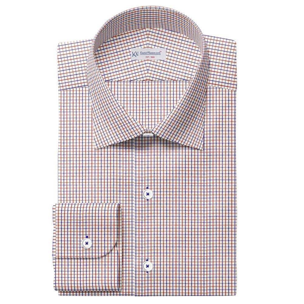 Navy Maroon & White Small Check Shirt Fabrics 709-278
