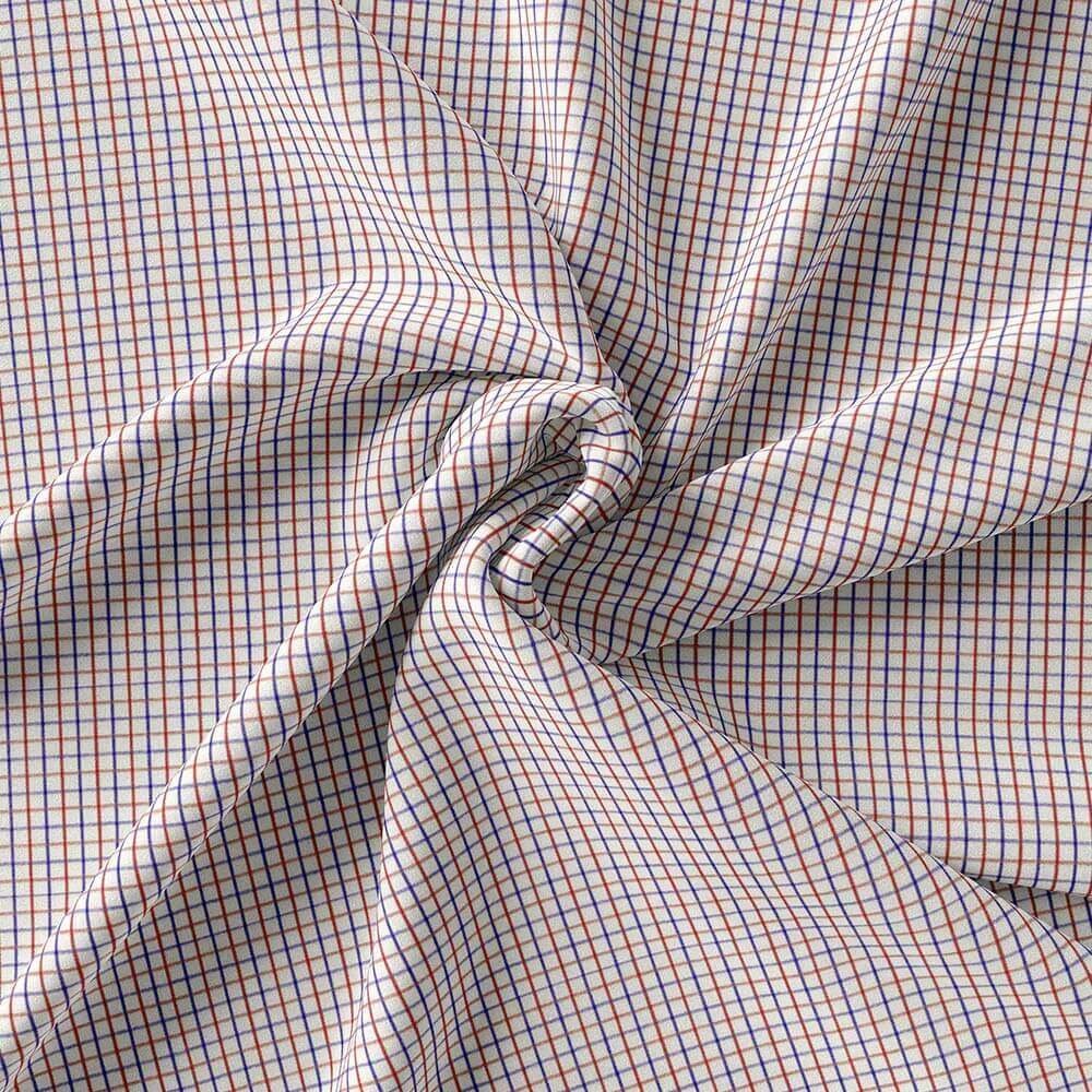 Navy Maroon & White Small Check Shirt Fabrics 709-278 - Image 3